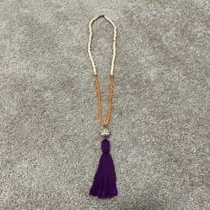 Orange and purple long tassel necklace Clemson tigers